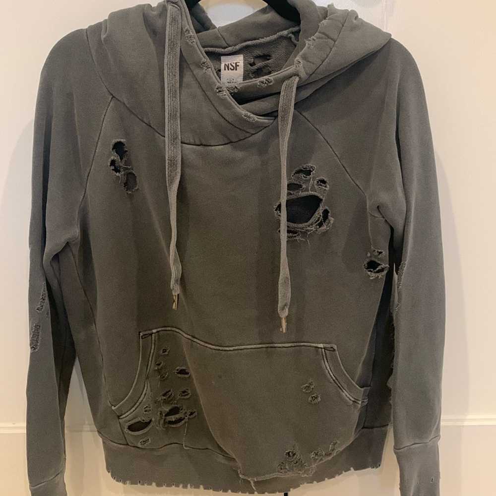 NSF distressed hooded sweatshirt size small
